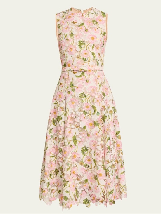 Oscar de la Renta Dresses & Skirts - Oscar de la Renta Pink Floral Sleeveless Midi Dress